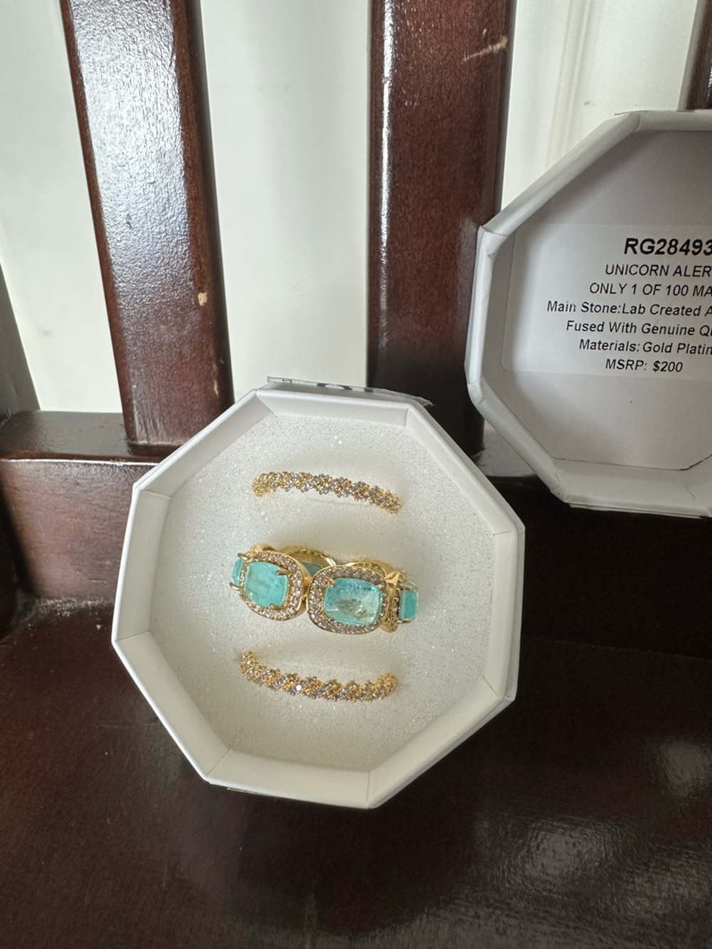 Bomb Party Resort Wear Ring Set with Aqua Blue Stones